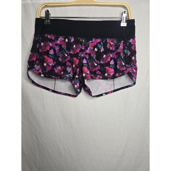 Lululemon Speed Short Mini Midnight Bloom Black Deep Fuschia Size 6 - Picture 2 of 11